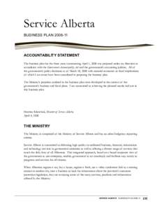 Alberta Provincial Budget[removed]Government and Ministry Business Plans