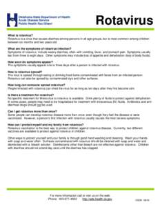 Oklahoma State Department of Health Acute Disease Service Public Health Fact Sheet Rotavirus