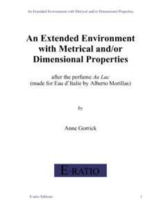 An Extended Environment with Metrical and/or Dimensional Properties  An Extended Environment with Metrical and/or Dimensional Properties after the perfume Au Lac