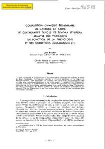 Composition chimique élémentaire en carbone et azote de centropages typicus et temora stylifera. Analyse des variations en fonction de la physiologie et des conditions écologiques