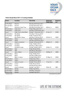 Volvo Ocean Race[removed]racing schedule Event
