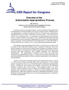 Authorization-Appropriations Process