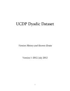 UCDP Dyadic Dataset  Version History and Known Errata Version 1–2012, July 2012