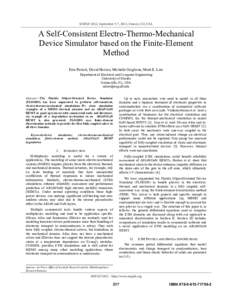 SISPAD 2012, September 5-7, 2012, Denver, CO, USA  A Self-Consistent Electro-Thermo-Mechanical Device Simulator based on the Finite-Element Method Erin Patrick, David Horton, Michelle Griglione, Mark E. Law