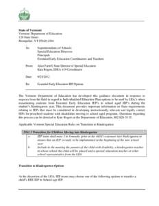 Individualized Education Program / Education in the United States / Special education / Kindergarten / Preschool education / Post Secondary Transition For High School Students with Disabilities / Individuals with Disabilities Education Act / Education / Early childhood education / Educational stages