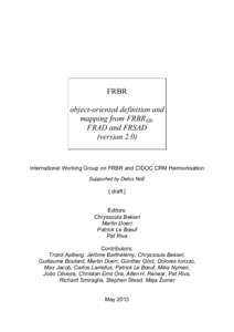 FRBR object-oriented definition and mapping from FRBRER, FRAD and FRSAD (version 2.0)