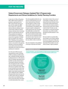 Federal Government Releases Updated Title X Programmatic Requirements and Clinical Guidelines for Family Planning Providers