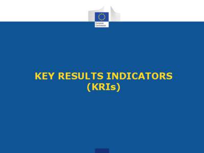 Workflow for Operational Application    of  KEY RESULTS INDICATORS  (KRIs)