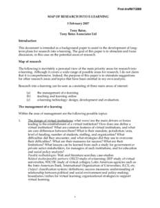 First draft9MAP OF RESEARCH INTO E-LEARNING 5 February 2007 Tony Bates, Tony Bates Associates Ltd