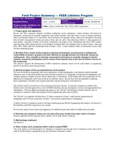 Final Project Summary — PEER Lifelines Program Project Title—ID Number Start/End Dates Project Leader (boldface) and Other Team Members