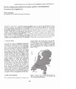 Attificial Recharge of Groundwater.Peters et al. (eds)O 1998 Balkema, Rotterdam, ISBNQuality changes upon injection int0 anoxic aquifers in the Netherlands: Evaluation of 11 experirnents Pieter J. Stuyfzan