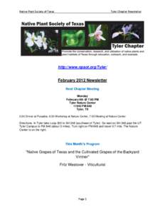 Native Plant Society of Texas  Tyler Chapter Newsletter