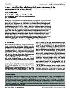 PERSPECTIVE  www.rsc.org/ees | Energy & Environmental Science A sweet out-of-the-box solution to the hydrogen economy: is the sugar-powered car science fiction?