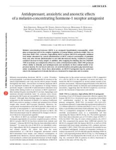 ARTICLES  © 2002 Nature Publishing Group http://www.nature.com/naturemedicine Antidepressant, anxiolytic and anorectic effects of a melanin-concentrating hormone-1 receptor antagonist