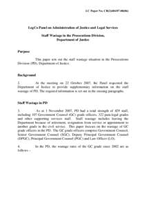 LC Paper No. CB[removed])  LegCo Panel on Administration of Justice and Legal Services Staff Wastage in the Prosecutions Division, Department of Justice