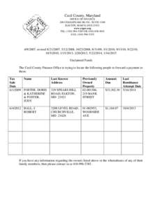 Cecil County, Maryland OFFICE OF FINANCE 200 CHESAPEAKE BLVD., SUITE 1100 ELKTON, MARYLAND[removed]www.ccgov.org TEL: ([removed]OR[removed]