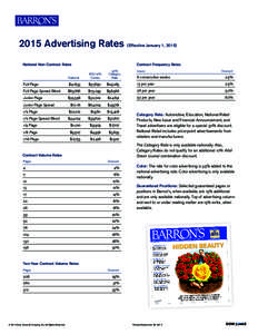 2015 Advertising Rates (Effective January 1, 2015) National Non-Contract Rates Contract Frequency Rates