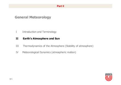 Part II  General Meteorology II/1