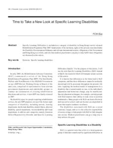 HK J Paediatr (new series) 2008;13:[removed]Time to Take a New Look at Specific Learning Disabilities FCM CHU