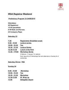          IRSA Registrar Weekend 