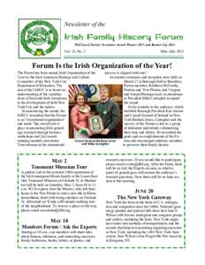 Newsletter of the  Irish Family History Forum NGS Local Society Newsletter Award Winner 2013 and Runner-UpVol. 25, No. 2