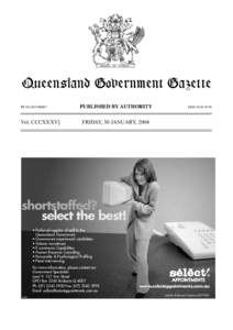Queensland Government Gazette 00�  6OL�###8886=