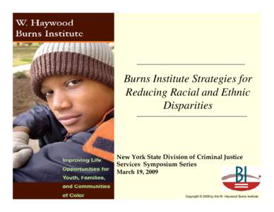 Burns Institute Strategies for Reducing Racial and Ethnic Disparities New York State Division of Criminal Justice  Services  Symposium Series