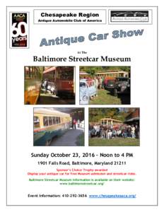 Chesapeake Region Antique Automobile Club of America At The  Baltimore Streetcar Museum