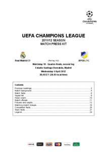 UEFA CHAMPIONS LEAGUE[removed]SEASON MATCH PRESS KIT