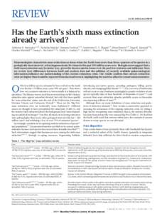 REVIEW  doi:[removed]nature09678 Has the Earth’s sixth mass extinction already arrived?