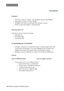 Intonation  1 Intonation Why is it important?