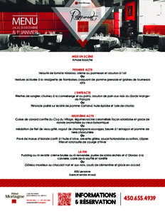 Hôtel Mortagne  MENU 24, 25, 31 DÉCEMBRE  & 1 JANVIER