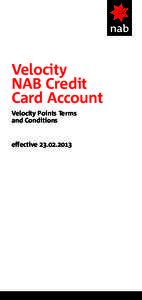 Velocity NAB Credit Card Account Velocity Points Terms and Conditions