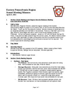 Eastern Pennsylvania Region Stated Meeting Minutes ! April 13, 2014 ! !