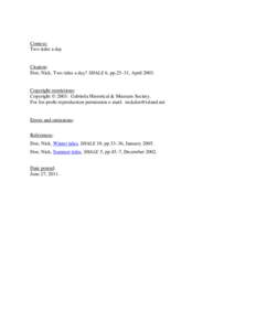 Context: Two tides a day Citation: Doe, Nick, Two tides a day? SHALE 6, pp.25–31, April 2003.