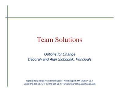 Microsoft PowerPoint - Team Solutions[removed]ppt