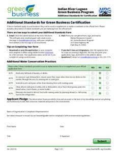 Indian River Lagoon Green Business Program: Additional Standards