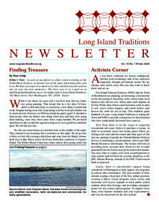 Long Island Traditions  N E W S L E T T E R www.longislandtraditions.org  Vol. 16 No. 1 Winter 2009