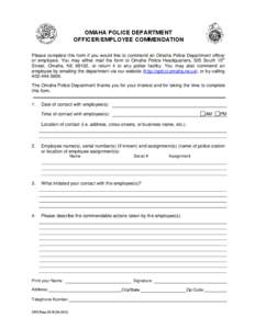 Los Angeles Police Department Employee Commendation Form