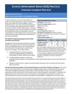 School Improvement Grant (SIG) Practice: Changing Leadership Practices—Burke County High School; Burke County School District; Waynesboro, Georgia