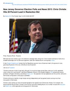 New Jersey Governor Election Polls and News 2013: Chris Christie Hits 20 Percent Lead in Reelection Bid : Politics : Latinos Po