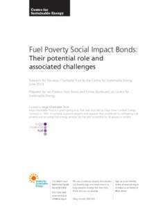 Centre for Sustainable Energy Fuel Poverty Social Impact Bonds: Their potential role and associated challenges