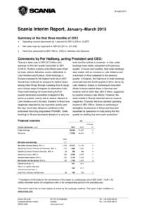 Scania delårsrapport januari–mars 2012