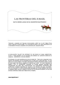 LAS FRONTERAS DEL E-MAIIL HASTA DONDE LLEGAR, EN EL MARKETING ELECTRONICO Traducido y adaptado del 