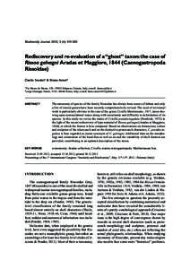 Biodiversity Journal, 2012, 3 (4): [removed]Rediscovery and re-evaluation of a “ghost” taxon: the case of Rissoa galvagni Aradas et Maggiore, 1844 (Caenogastropoda Rissoidae) Danilo Scuderi1 & Bruno Amati2