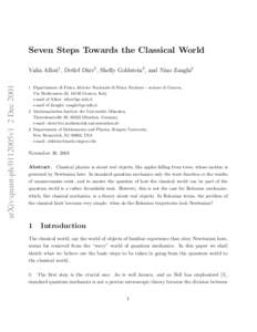 Seven Steps Towards the Classical World  arXiv:quant-ph/0112005v1 2 Dec 2001 Valia Allori1, Detlef D¨ urr2 , Shelly Goldstein3, and Nino Zangh´ı1
