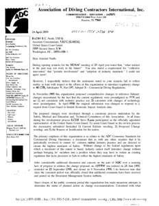 Association of Diving Contractors International, Inc. COMMUNICATION l EDUCATION l SAFETY;- . , -, ,~ . .q ,: _ r, .l. ‘. ~ j ,, . , 3910 FM 1960 West, Suite_ Houston, TXI ,\ 1”” *. 6-E. , ‘i