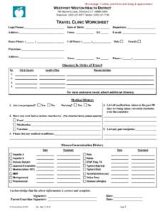 Westport Health District Travel Clinic Form