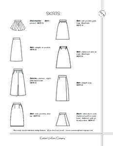 SKIRTS Cheerleader Skirt— pleated. SKI-W-01  Skirt—side pockets, gathering. Dirndl style.