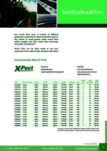 horticultural film contents Our mulch films serve a number of different application requirements. Black mulch films assist in the control of weed growth, white mulch films reflect sunlight and clear mulch films encourage